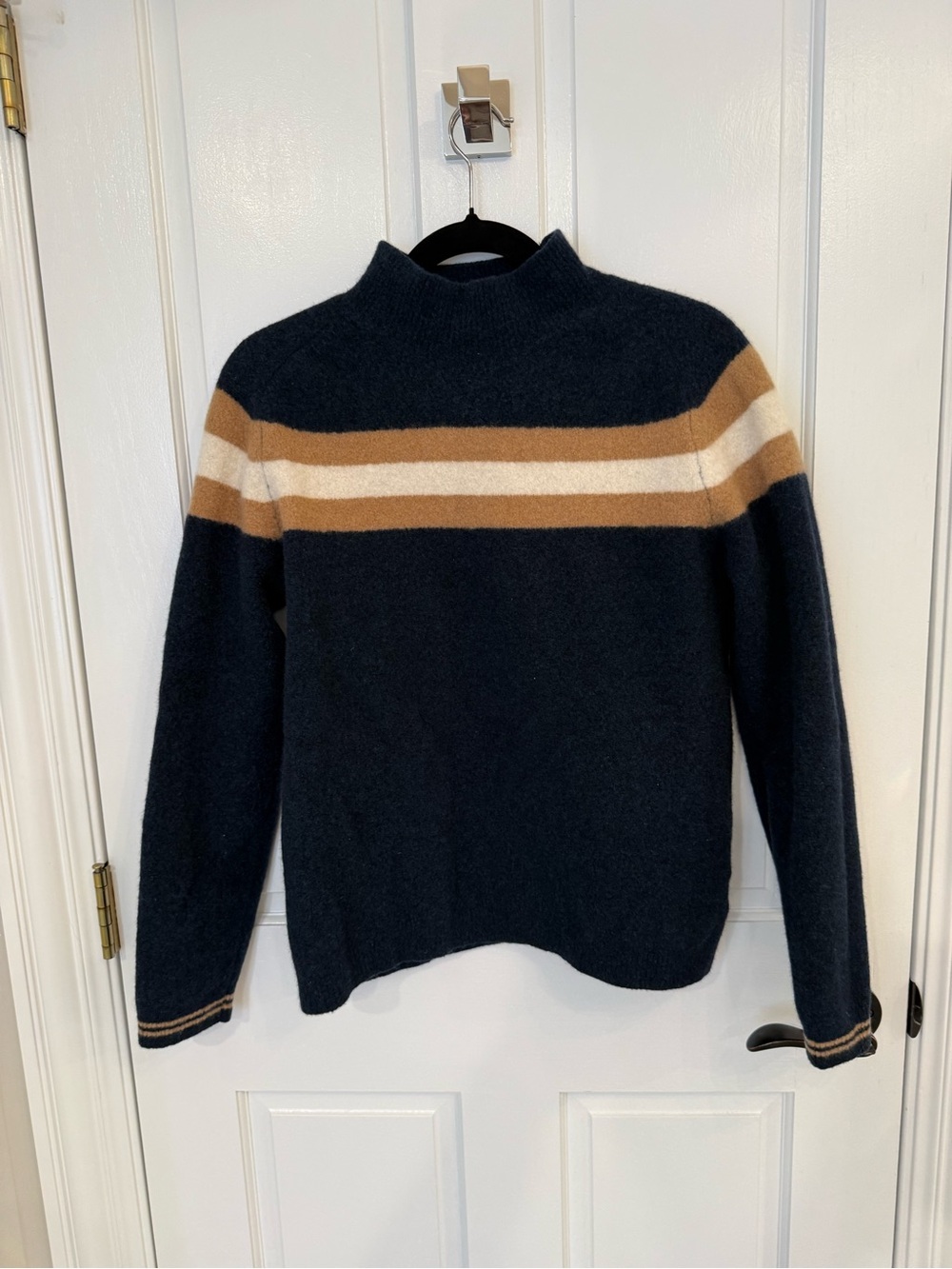 Daniele Fiesoli Navy Stripe Mock Neck Sweater